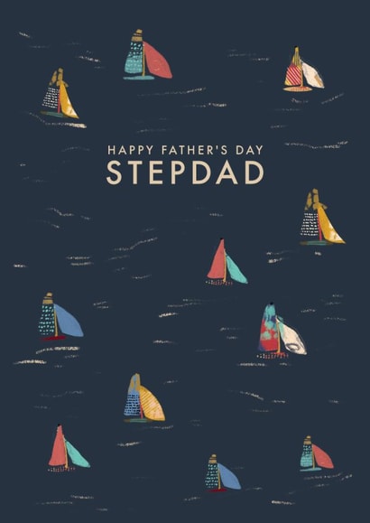 Classic Father's Day Card - For Stepdad - Illustrated Boats created by Rebecca Prinn