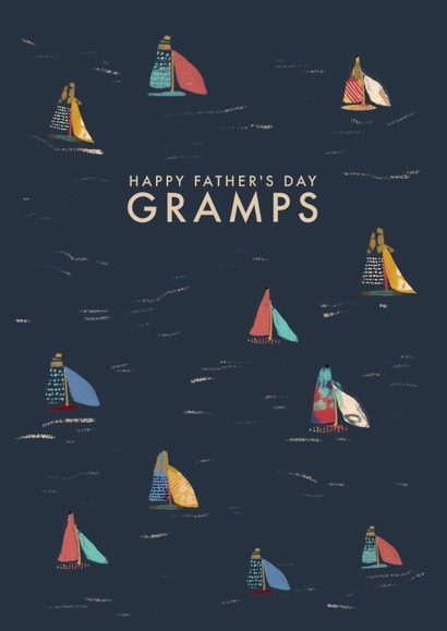 Classic Father's Day Card - For Gramps - Illustrated boats created by Rebecca Prinn