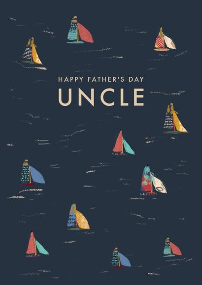 Classic Father's Day Card - For Uncle - Illustrated Boats created by Rebecca Prinn