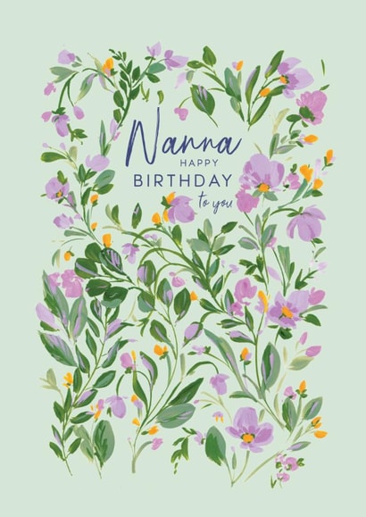 Classic Birthday Card - For Nanna - Painted Trailing Flowers created by Rebecca Prinn