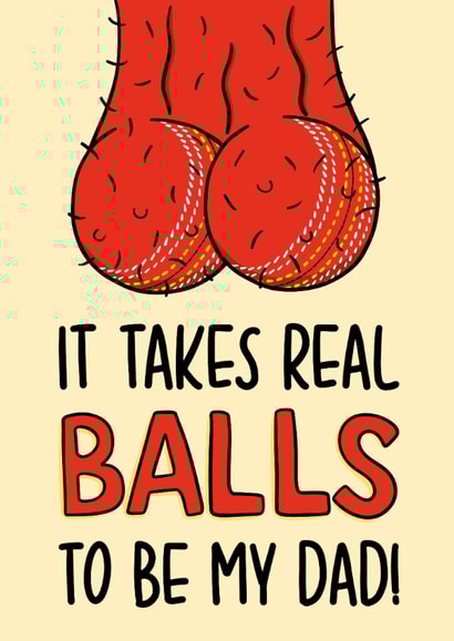 Cheeky Father's Day Card - Cricket - Takes Real Balls created by TeePee Creations