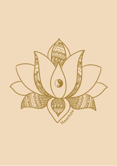 Namaste Lotus Flower Card – Yoga, Meditation & Zen - thinking of you, friendship created by Esther Denton