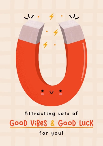 Cute Good Luck Card - Good Vibes - Magnet created by Joanne Hawker