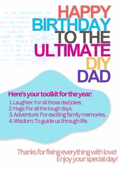 Cute birthday card for DIY Dad created by Ian Powell