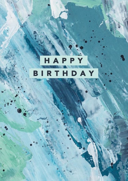 Classic Birthday Card - Blue Abstract Painting created by Joy Jen Studio
