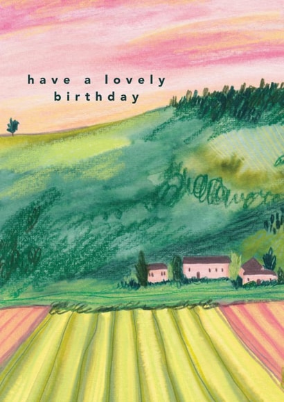 Arty Birthday Card - Sunset Countryside created by Joy Jen Studio