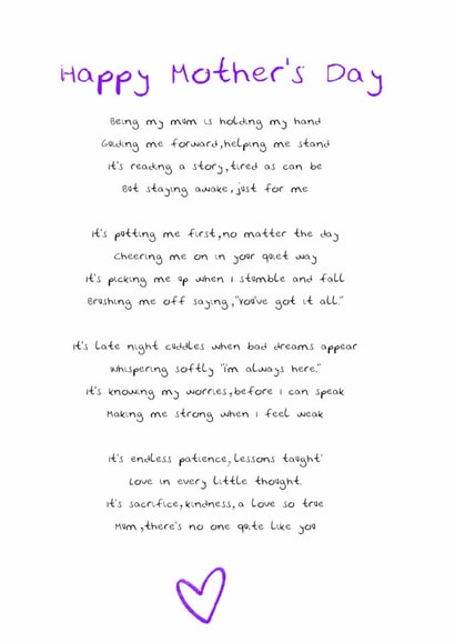 Cute Mother’s Day Card for Mum with poem created by the.printclub