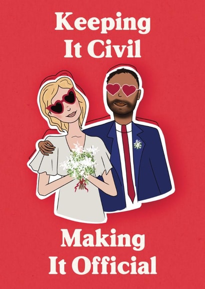 Cute Civil Partnership Wedding Card for Couple - Keeping it Civil. created by Bower