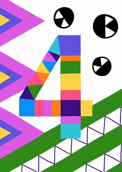 Bold 4th Birthday Card - Geometric Shapes - Colourful created by Lizzie Chancellor