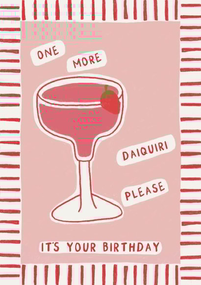 Pink Cocktail Birthday Card- Fun and Cute - Girly Drink Card For Her created by Rachel Jones
