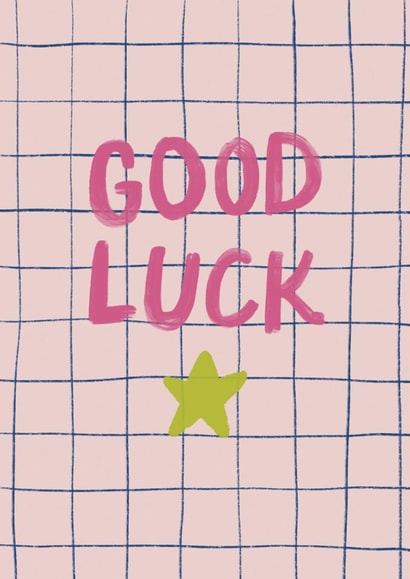 Classic Good Luck Card - Pink Grid Pattern created by Sweetlove Press