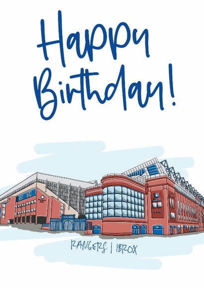 Fun Birthday Card - Rangers FC - Ibrox created by Moo & Snip