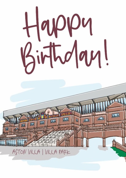 Fun Birthday Card - Aston Villa - Villa Park created by Moo & Snip