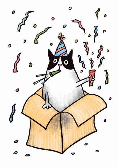 Cute Birthday/Congratulations Card - Party Cat created by Maria Myrkina