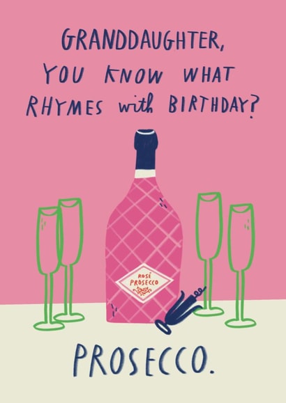Funny Birthday Card - For Granddaughter - Prosecco created by Alice Mole Illustration