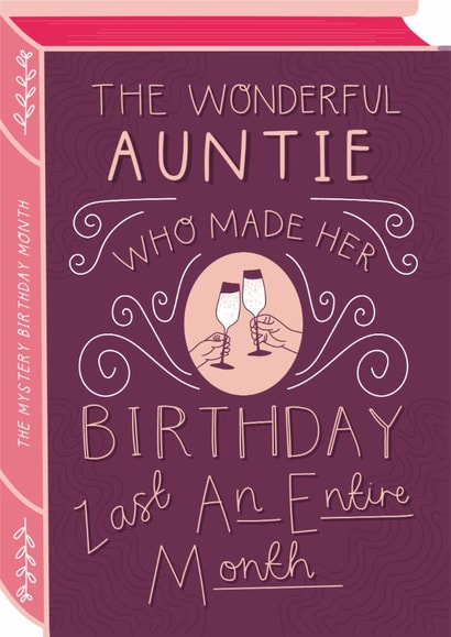 Funny Birthday Card - For Auntie - Book created by Two For Joy Illustration