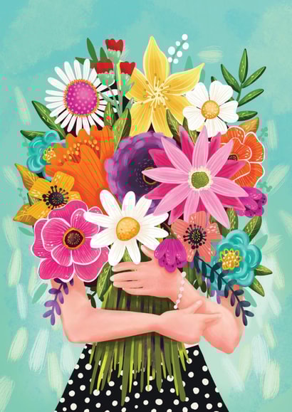 Pretty Mother's Day/Birthday Card - For Her - Flowers created by Aniet Illustration