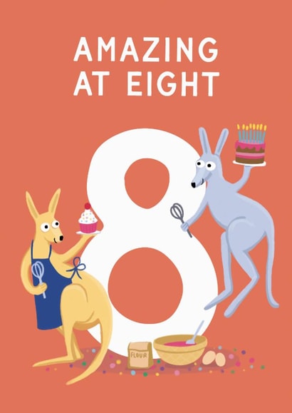 Cute 8th Birthday Card - Amazing At Eight - Kangaroos created by Painted Parasol Studio