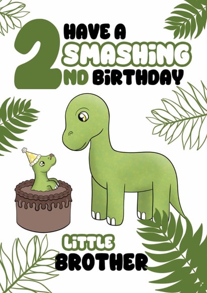 Cute 2nd Birthday Card - For A Little Brother - Dinosaurs created by @Cupsie's Creations