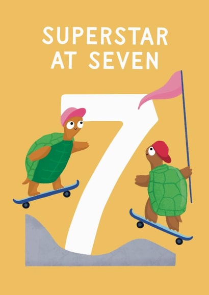 Cute 7th Birthday Cards - Superstar At Seven - Tortoises created by Painted Parasol Studio
