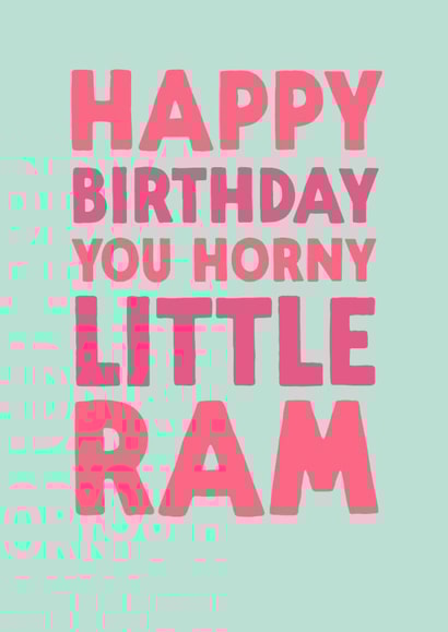 Funny Birthday Card - Aries - Horny Little Ram created by The Buddy Fernandez Card Co.