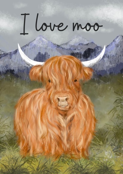 Cute Love & Friendship/Anniversary Card - I Love Moo - Cow created by Hello Fridays Studio