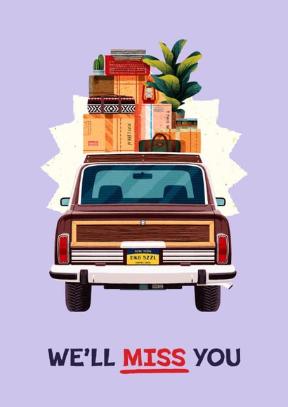 Fun Leaving Card - We'll Miss You - Car created by Folio | Ian Owen