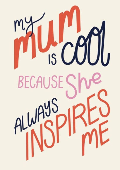 Fun Mothers Day/Birthday Card - Cool Mum - Inspires Me created by Christine Cuddihy Illustration