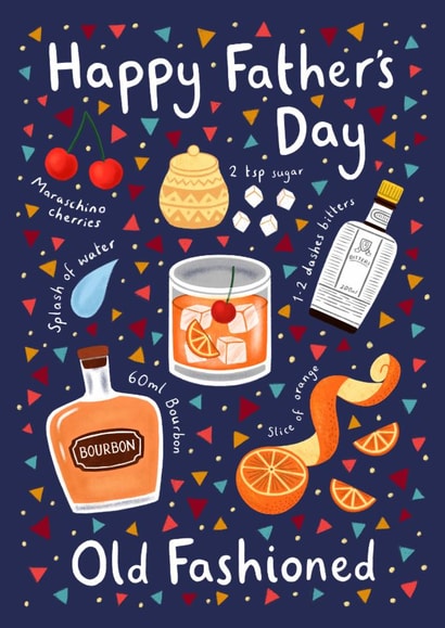 Fun Father's Day Card - Old Fashioned Cocktail - Recipe created by Pear Tree Press