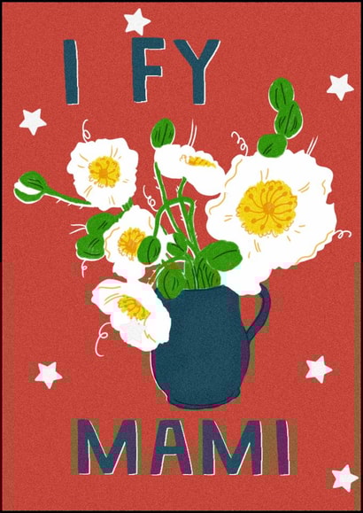 Welsh mothers day card with hand drawn Poppy Design created by Piss Poor Press