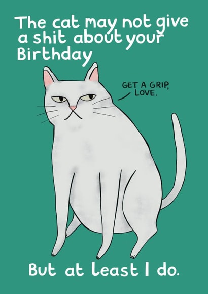Funny Birthday Card - Grumpy Cat - Give A Shit created by Kattypoos
