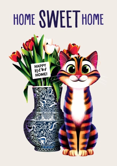 Cute New Home Card - Home Sweet Home - Cat created by Folio | Ian Owen