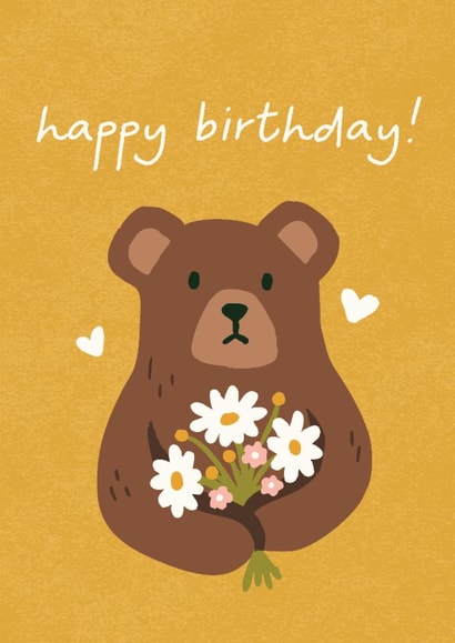 Cute Birthday Card - Bear - Flowers created by Hello Elks