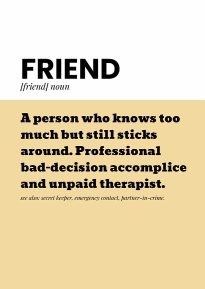 Fun Birthday Card - For Friend - Definition created by @EmilySwallow