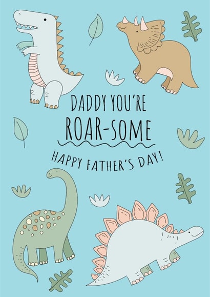 Cute Father's Day Card - Daddy You're Roar-some - Pun created by @Laura Lonsdale Designs