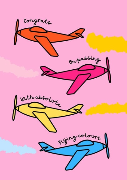 Fun Exams/Graduation Card - Planes - Flying Colours created by original fox designs