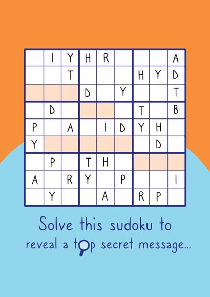 Fun Birthday Card - Sudoku Puzzle - Reveal A Top Secret Message created by Curiosity Unboxed