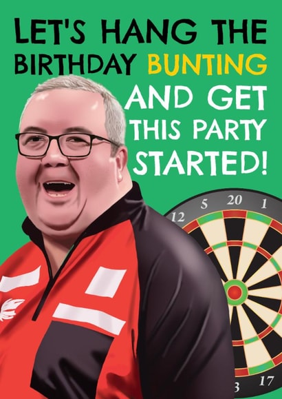 Punny Birthday Card - Stephen Bunting - Darts created by AbiGoLucky
