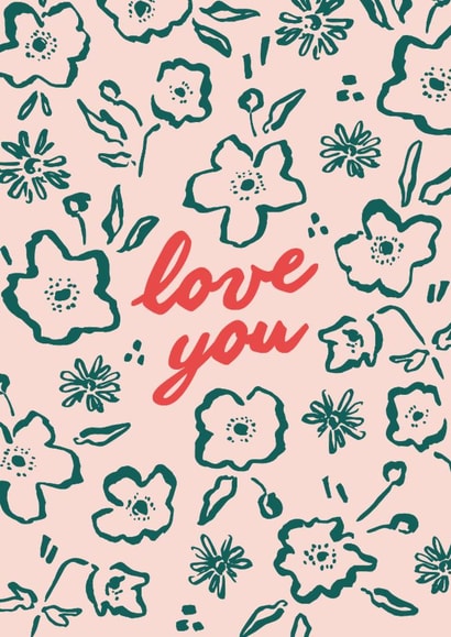 Pretty Anniversary Card - Love You - Floral Pattern created by Embletree Designs