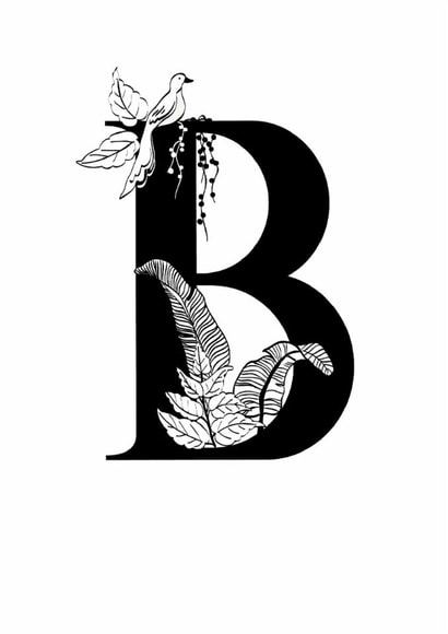 B. Charming botanical letter card, unique ink drawings for plant-loving friends. created by Holly Acland