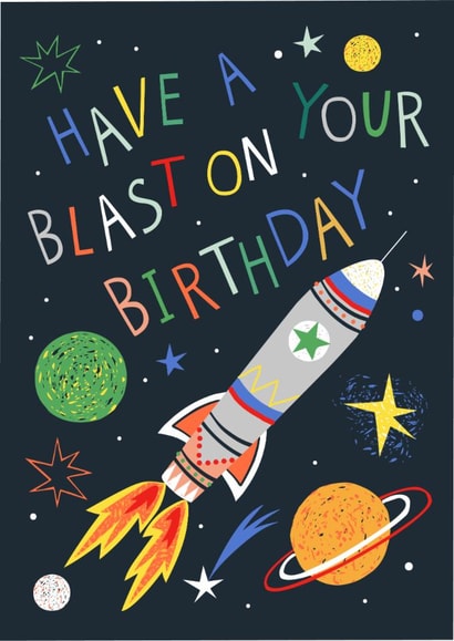 Classic Birthday Card - Space Rocket - Have A Blast created by Pablo and Pickle Studio