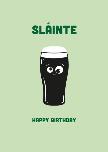 Cute Birthday Card - Sláinte - Guinness created by illustrations by Hannah