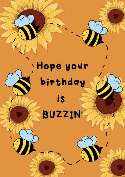 Cute Birthday Card - Buzzin - Bees created by @Laura Lonsdale Designs