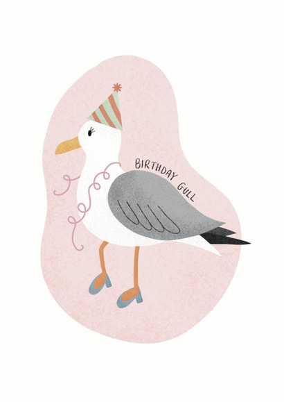 Cute Seagull birthday card for her - Birthday Gull created by Kathryn Whybrow