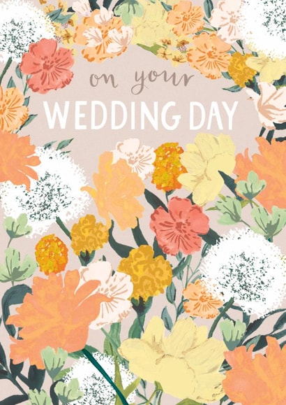 Pretty Wedding Card For Couple - Painted Flowers - On Your Wedding Day created by Louise Tiler