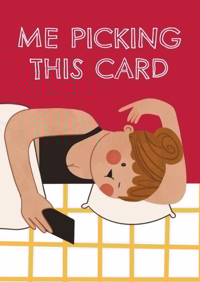 Funny Birthday Card - Picking This Card - Bed Scrolling created by AbiGoLucky