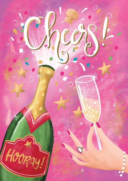 Fun Birthday/Congratulations Card - Cheers! - Champagne Bottle created by Aniet Illustration