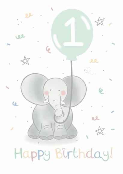 Cute 1st Birthday Elephant Party Card created by Bumbleberry Park
