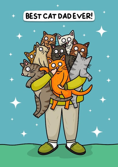 Cute Father's Day Card - Best Cat Dad created by Wafflemamaart