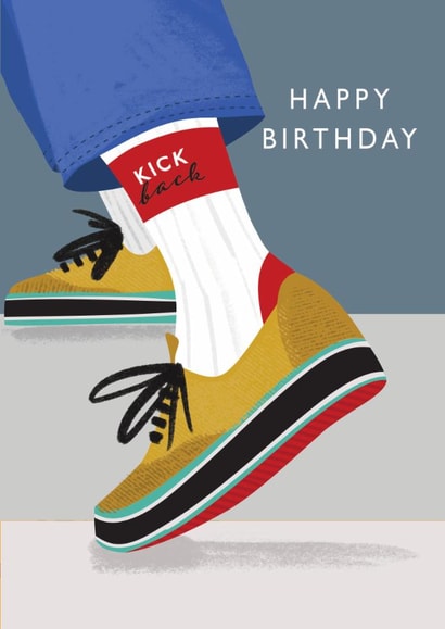 Classic Birthday Card - For Him - Kick Back created by Laura Darrington Design Ltd.